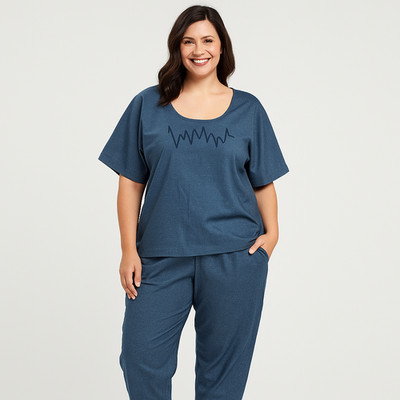 Great Cavalier by St. Paul 100% Silk Vintage 2-Piece Blue Lounge Set Women s XL