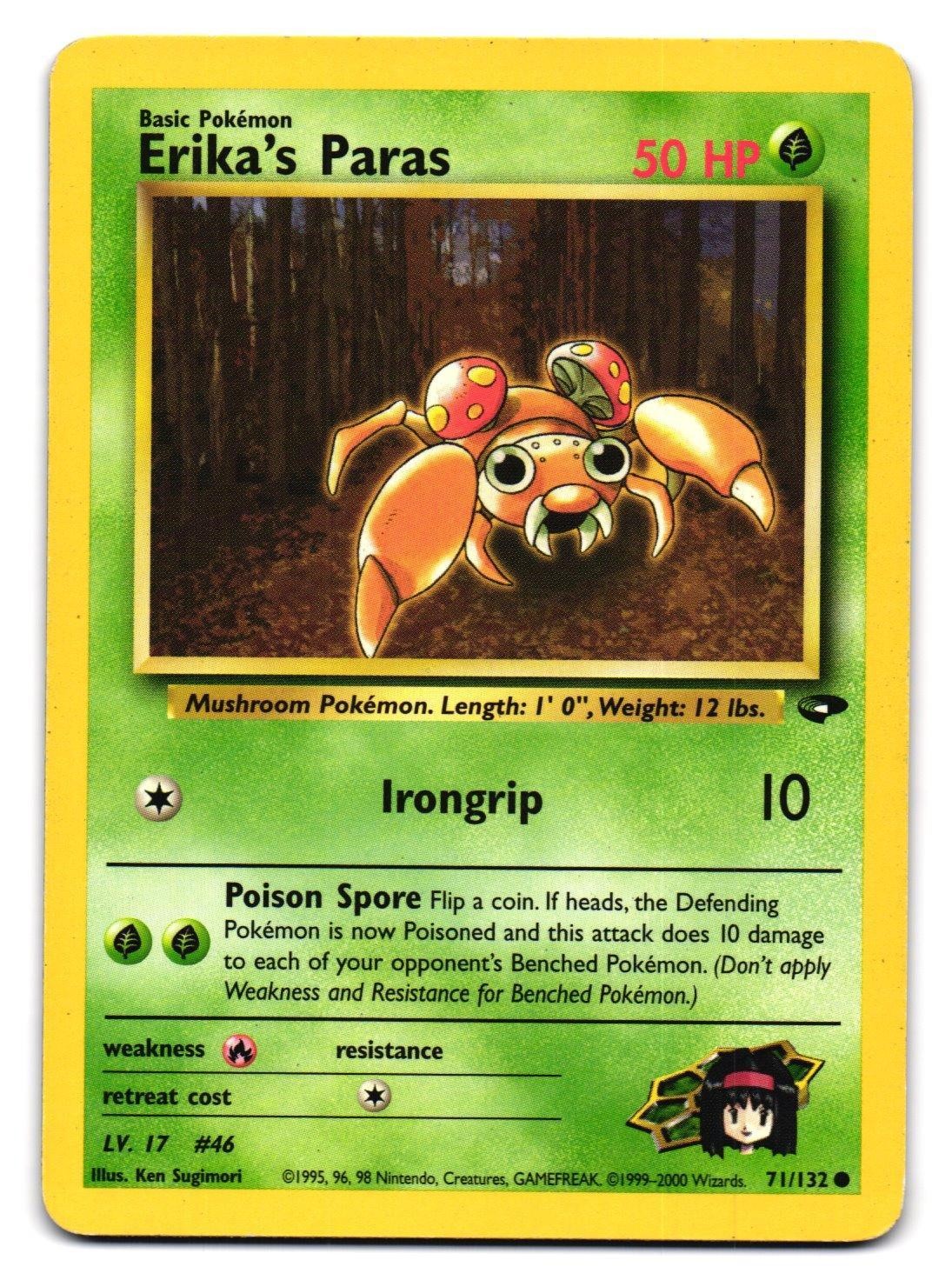 ERIKA'S PARAS 71/132 GYM CHALLENGE COMMON LIGHTLY PLAYED POKEMON TCG