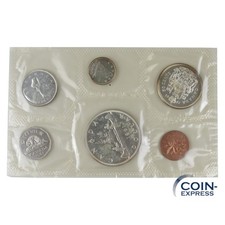Kanada Dollar $ KMS Kursm&uuml;nzensatz 1961 Indianerkanu viel Silber ! Canada