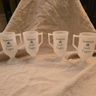 Vintage Set of 4 Jameson Irish Coffee Handle Footed Milk Glass Mug Shamrock