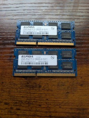 4GB (2x2GB) DDR3 Laptop RAM PC3-10600S 1333MHz 204-Pin SODIMM Elpida