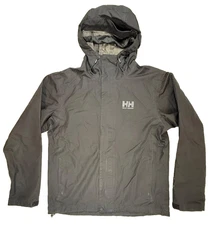 Helly Hansen Men's Medium Black Helly Tech Full Zip Hooded Rain Jacket Outdoors