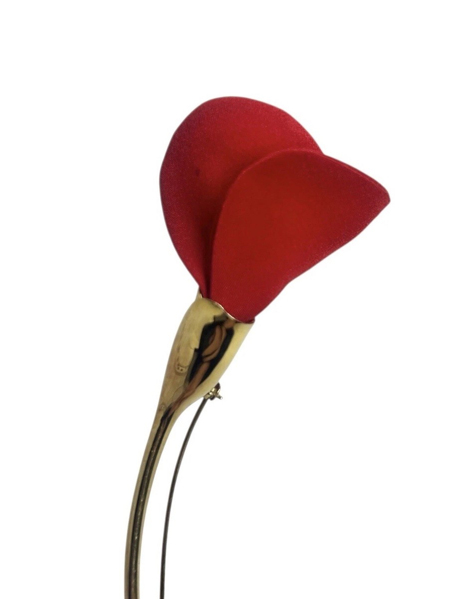 Tiffany & Co. Peretti Amapola Brooch Red Silk Poppy Flower 18k Yellow Gold View 4