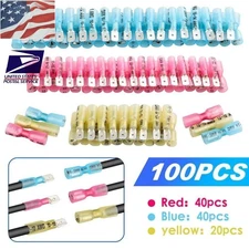 100PCS Heat Shrink Male & Female Spade Wire Connectors Terminals Electrical Set