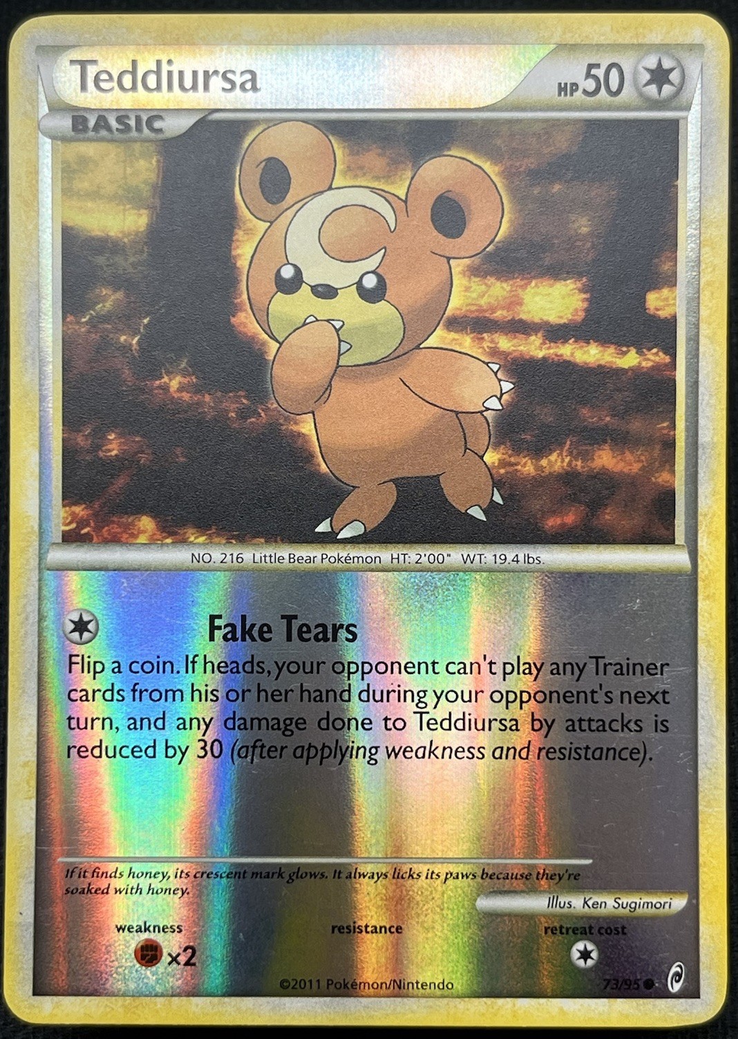 Pokemon TCG Teddiursa Reverse Holo Card 73/95 Call of Legends LP