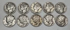 Lot # 1166 - 1.00 Face Value Mercury Dimes - 90% Silver - Unknown Grade