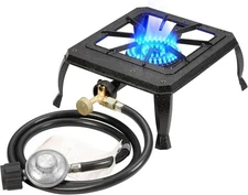 Vivicreate Single burner cast iron flame camping stove, include CSA listed regul