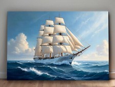 Segelschiff in stürmischer See  - Bild auf Leinwand,