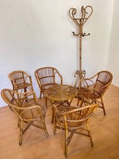Set da giardino italiano vintage anni '50 in vimini e bambù - 7 pezzi
