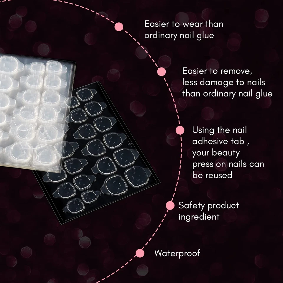 双面指甲胶胶带贴纸粘合剂标签适用于按指甲 3-40 张 — 第 3/4 张图片