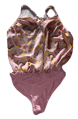 Ro&De Bodysuit Size M Sleeveless Floral Pink Polyblend #A