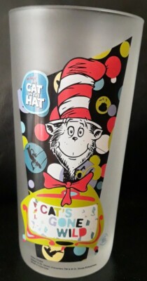 the cat in the hat frosted pint glass cat's gone wild NEW UNUSED Dr. Seuss 