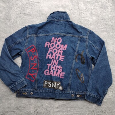 Levi's Denim Jacket Womens Large No Room For Hate In This Game PSNY Button-Up