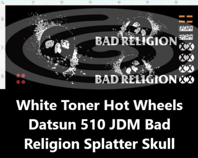 White Toner 1:64 Waterslide Decal for Datsun 510 Wagon Bad Religion Skull