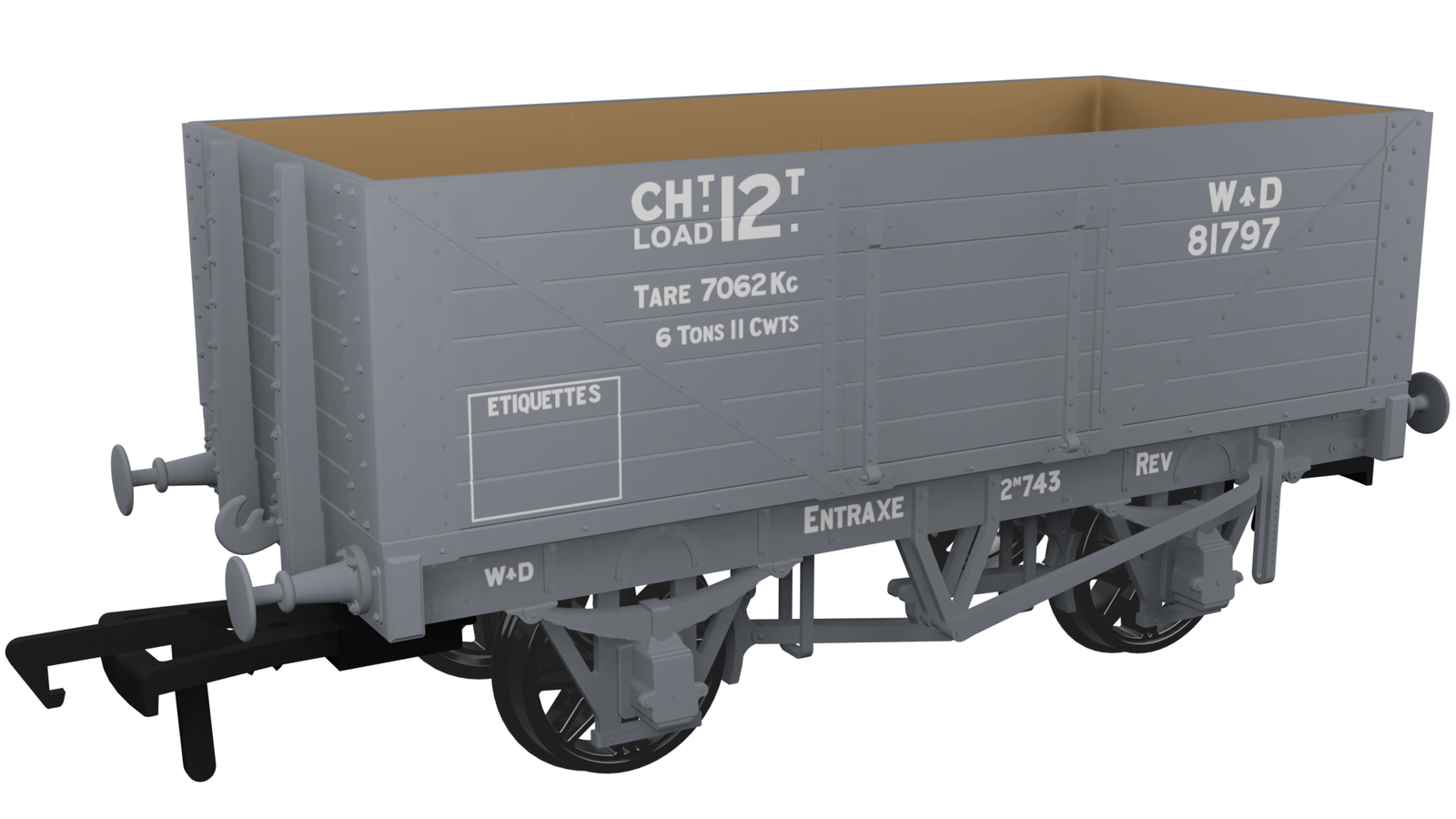 Rapido Trains 967418 OO Gauge RCH 1907 7 Plank Wagon WD No.81797