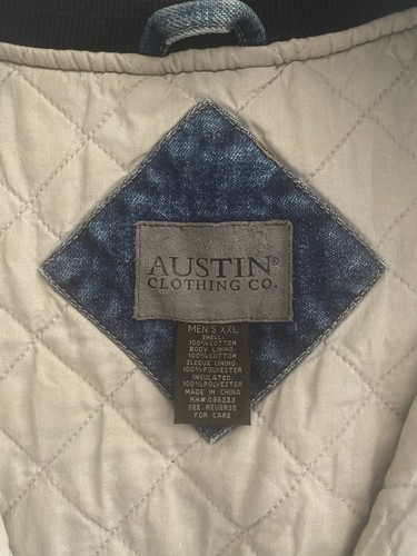 Vintage 90's Men's (XXL) Blue/Tan Denim Bomber Varsity Jacket Lined - Picture 3 of 16