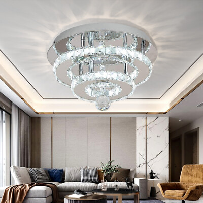 36W Modern Luxury Crystal LED Ceiling Light Flush Mount Chandelier ...