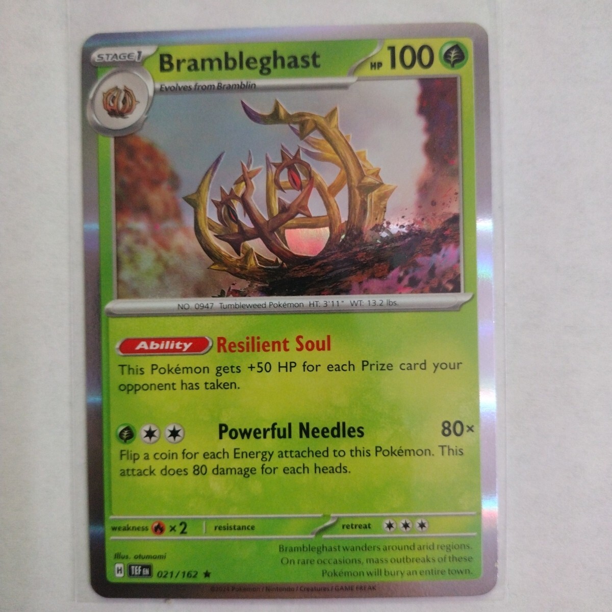 Pokemon BRAMBLEGHAST 21/162 Temporal Forces Rare Holo -Same Day Shipping!