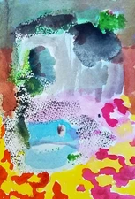   Free Shipping-Art original Painting imagination watercolor-Black Clouds-7x5"JW