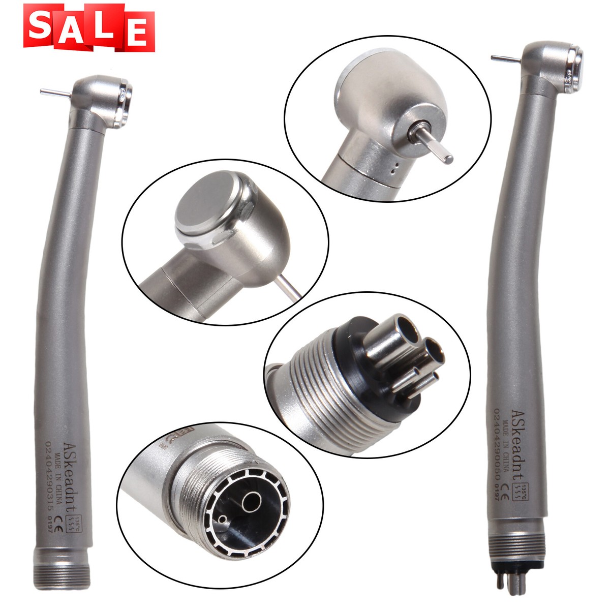 ASKEADNT Dental LED Fiber Optic E-Generator High Speed Handpiece - 4/2 Holes