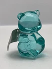 Fenton Art Glass Teal  Sitting Bear With Original  Tag