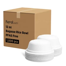 Karat Earth 12oz PFAS Free Bagasse Eco-Friendly Rice Bowl - 1,000 pcs
