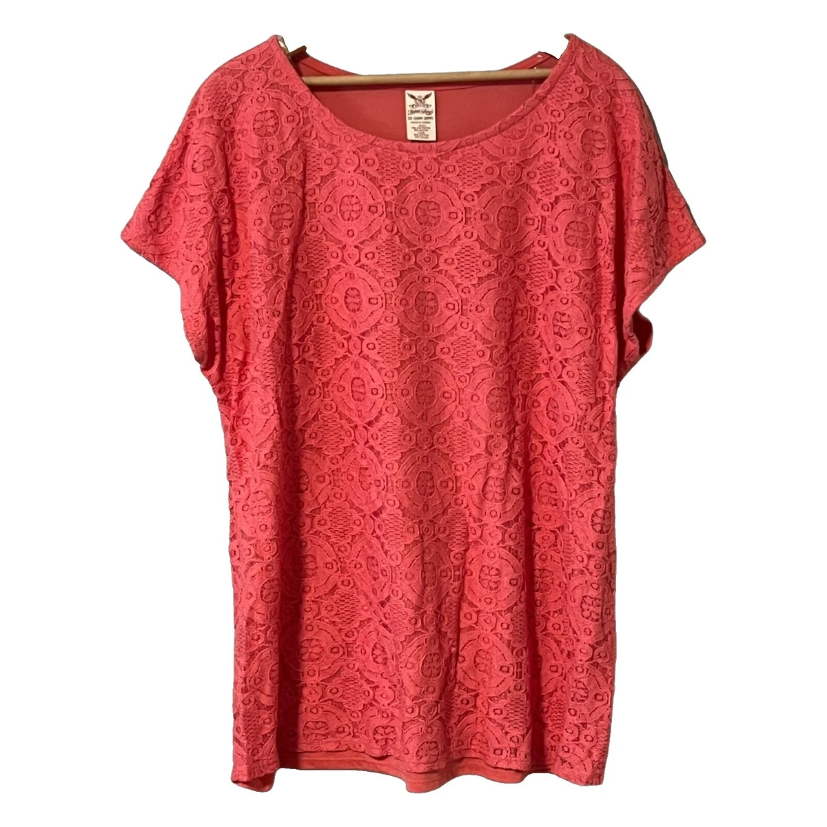 Top/Blouse Femme Plus Size Faded Glory - Rouge Velours Côtelé - Taille 28W - Occasion Très Bon État