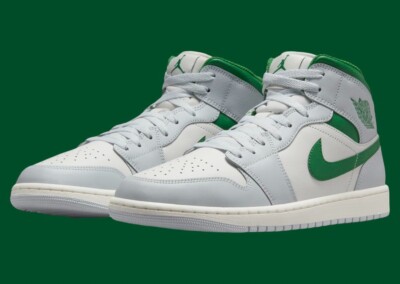 Nike Air Jordan 1 Mid Men's White & Green Sports Sneaker DQ8426