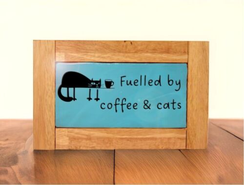 Decorazione Insegna Legno Gatti e Caffè - Divertente Decorazione Regalo per Gatti e Amanti del Cibo - Foto 10 di 13