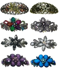 Set of 8  Large Oval Opal Beads Barrettes for Women Thick Hair NM86010-1-8