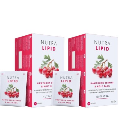 Nutra Tee Lipid mit Weißdornbeeren & Heiligem Basilikum 20 Teebeutel - DOPPELPACK