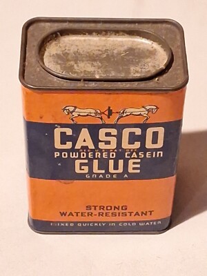 Vintage Casco Powdered Casein Glue Cardboard Tin  Full