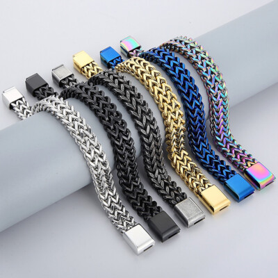 12mm Men Women Silver/Gold Stainless Steel Franco Chain Bracelet Bangle 18-22cm