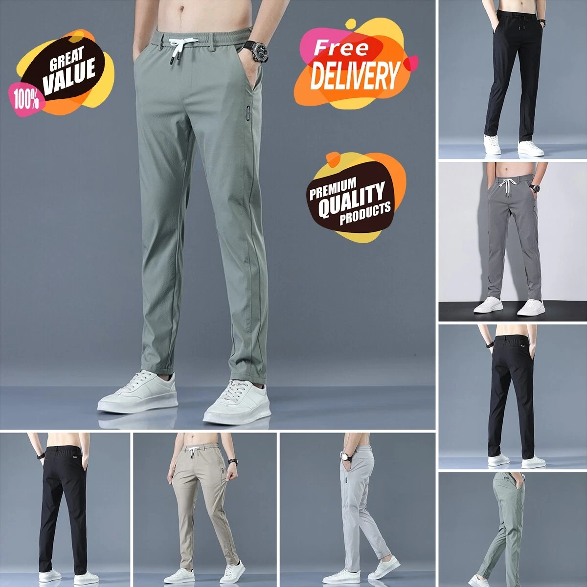 Pantalones Para Hombre De Trabajo Informales Pantalón Sólido De Moda Casual  Lujo