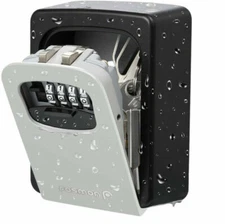 Fosmon 51104HOM 4 Digit Combination Key Safe Lock Box - Black/Gray
