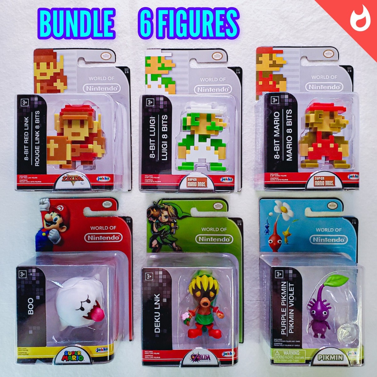 World Of Nintendo Series 1-6 8 Bit Mario Luigi Red Link - Deku Lnk