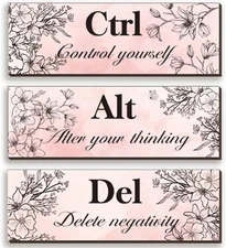 3 Pieces Pink Wall Decor for Girl Floral Wooden Wall Hanging Wall Art Inspiratio