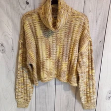 American Eagle | Cropped Boxy Cowl-Neck Fuzzy Cozy Long Sleeve Sweater Small