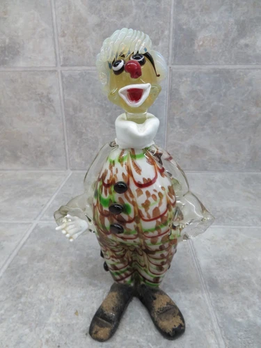 Glass Clown Figurine Vintage 12.5" Figure