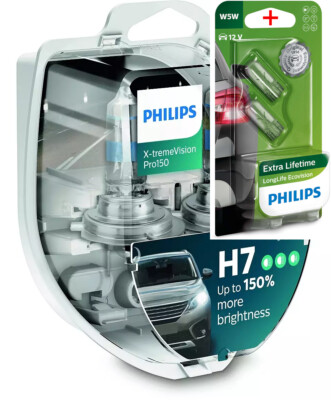 Philips H7 12V 55W PX26d X-treme Vision Pro150 2pcs +W5W LL