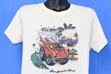vtg 80s PORT ARANSAS TEXAS SURFS UP HOT ROD WAGON BEACH SUNSET t-shirt LARGE L