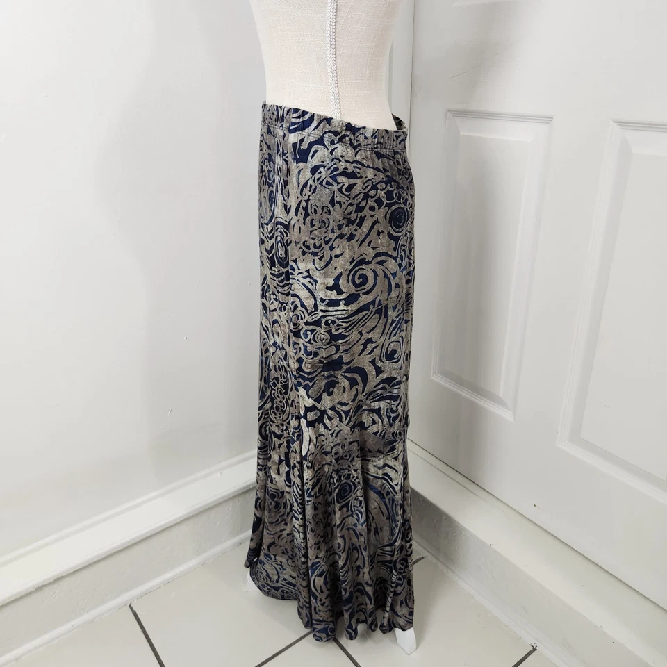 Maxi Falda Mujer Peruvian Connection M Gris Azul Floral Boho Modesta Gitana Foto 3 de 4