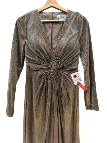 Mac Duggal #26194 Bronze Front Twist V Neck Long Sleeve Gown Size 6 NEW NWT - Bild 7 von 20