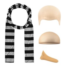 4 Pcs Adults Costume Accessories Set, Black Standard, Blackgrayflesh Color