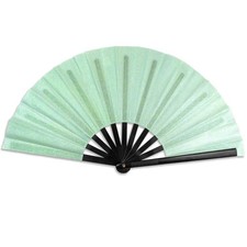 Fairy Blue Glitter Large Folding Fan Raves Boot on Ground Dance Hand Clack Fan