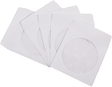 100 Pack Premium Thick White Paper CD DVD Sleeves Envelope with Window Cut Out