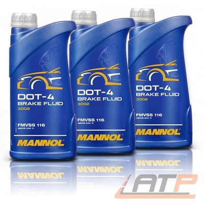 MANNOL 3x 1 L BRAKE FLUID DOT4 BREMSFLÜSSIGKEIT KUPPLUNGSFLÜSSIGKEIT SYNTETISCH