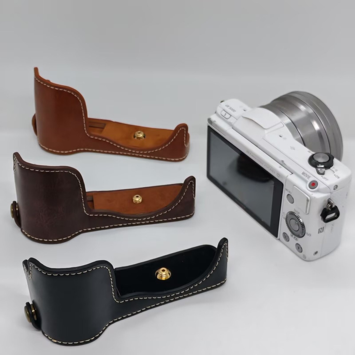 Leather Protect Half Case Grip strap for Sony Alpha A5000 A5100