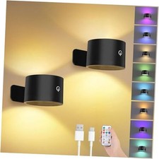 Battery Operated Wall Sconce Set of 2, 5000mAh Rechargeable Wall Black 2 Pack