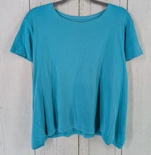 Croft Barrow Size XL Blue Cotton Short Sleeve Womens Casual Top